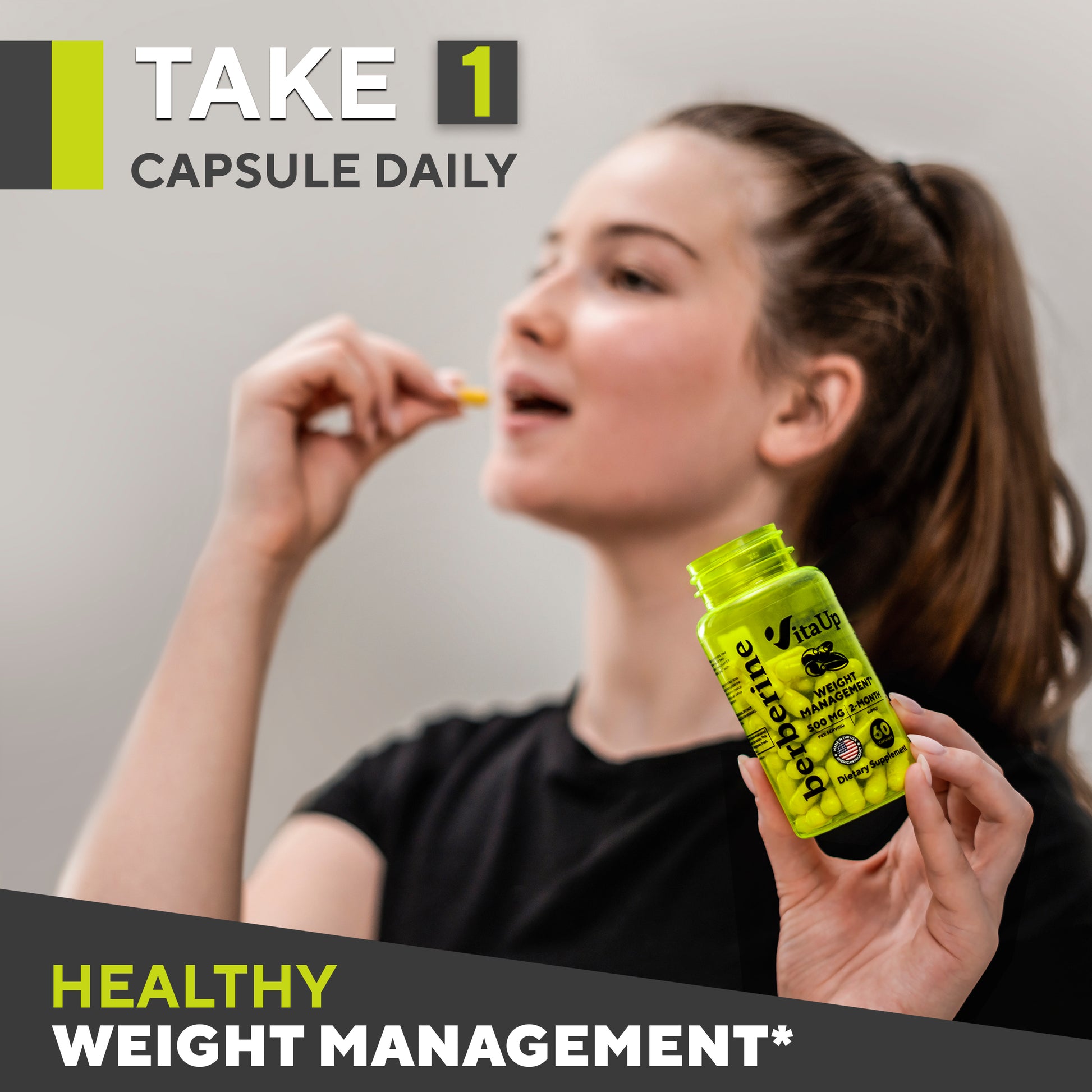 Suggested use instructions for Berberine supplement – take two capsules daily for optimal results.