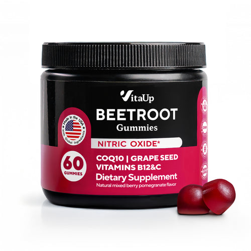 VitaUp Beet Gummies - 60 Gummies, 30-Day Supply - Berry Pomegranate Flavor