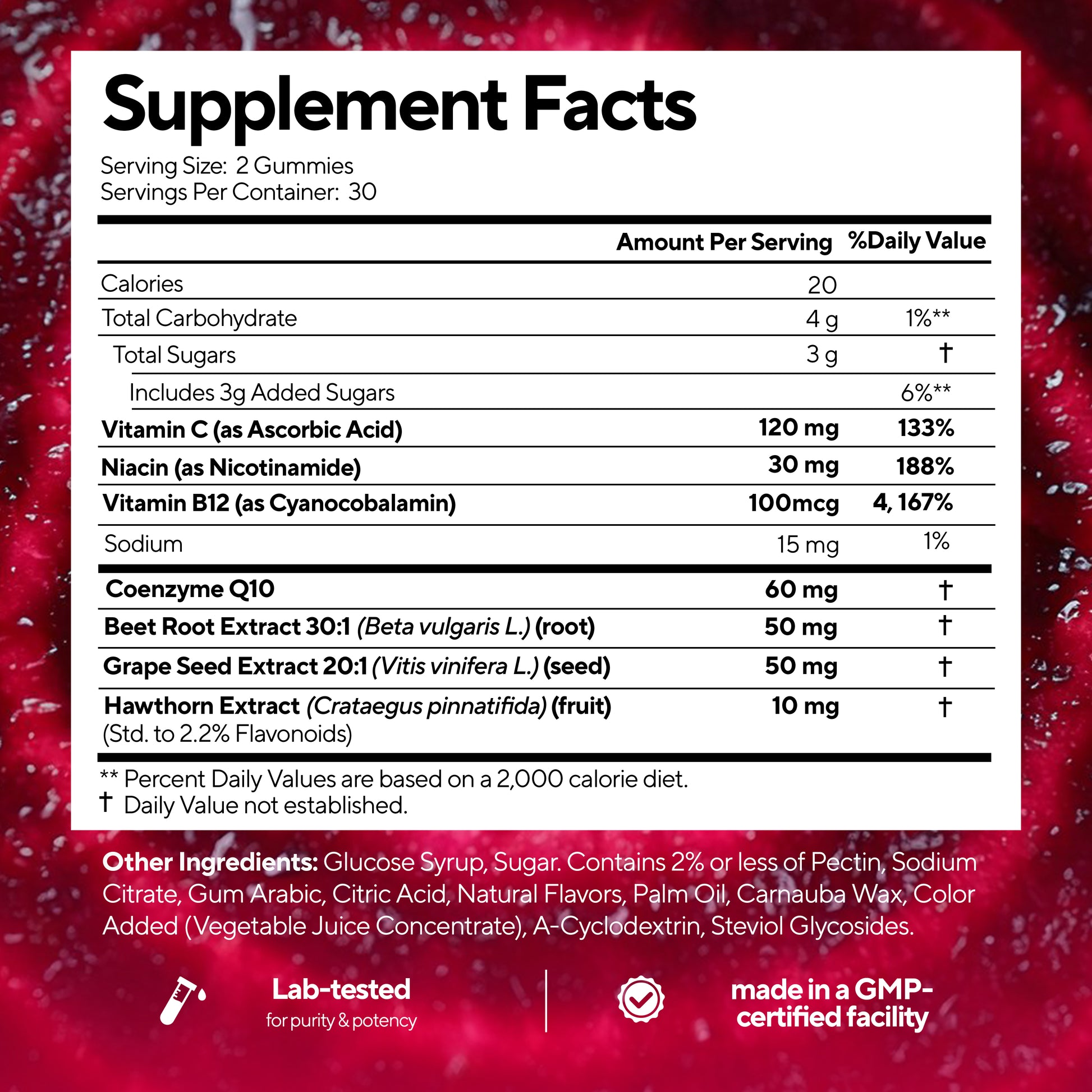 Beet root extract, grape seed extract, hawthorn extract