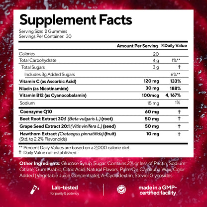 Beet root extract, grape seed extract, hawthorn extract