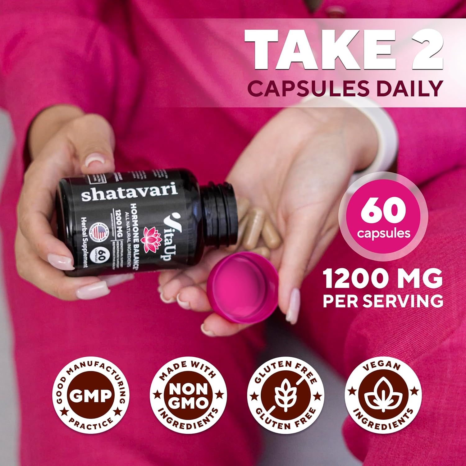  Infographic showing benefits of Shatavari such as hormonal balance, menopause support, and immune boost.