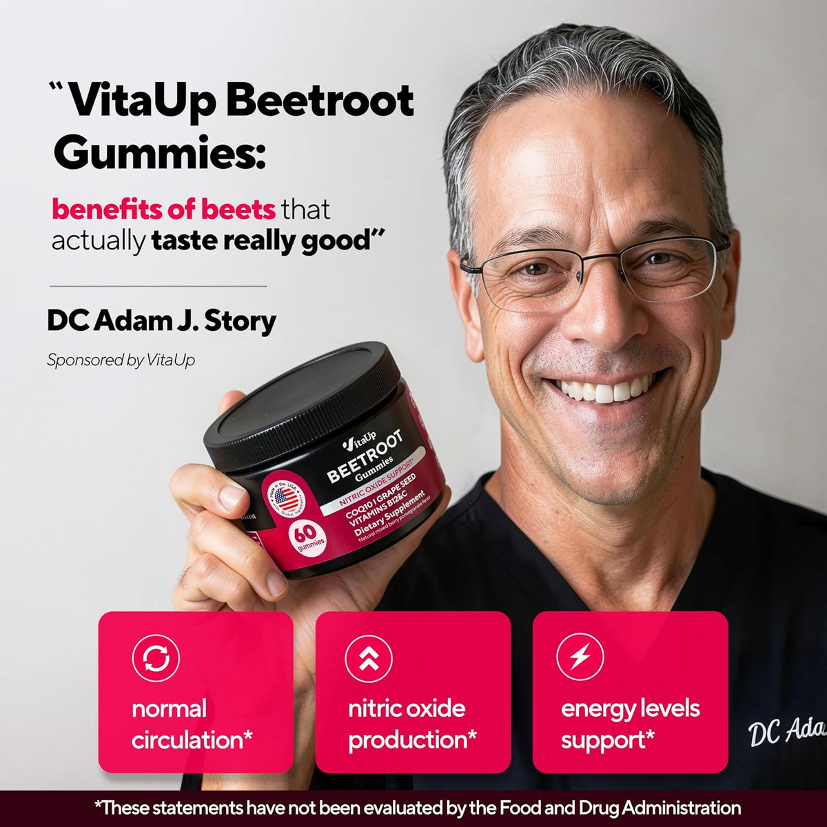 Beet Root Gummies – Beetroot Gummies with CoQ10, Grape Seed, Vitamin C, B12 & B3 – Beets Gummies for Circulation, Energy & Immune Support – 60 Beets Chews – Pack of 3