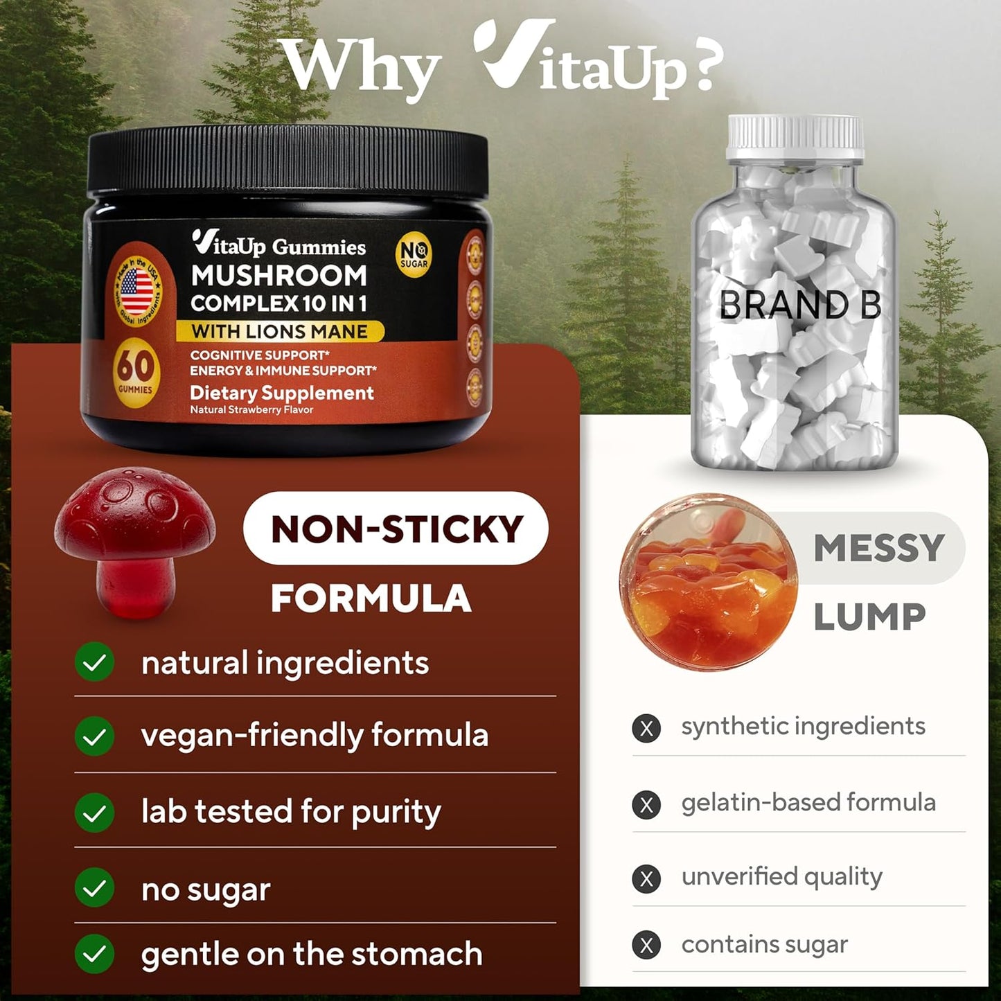 Natural ingredients, vegan-friendly, lab-tested, no sugar, gentle on the stomach