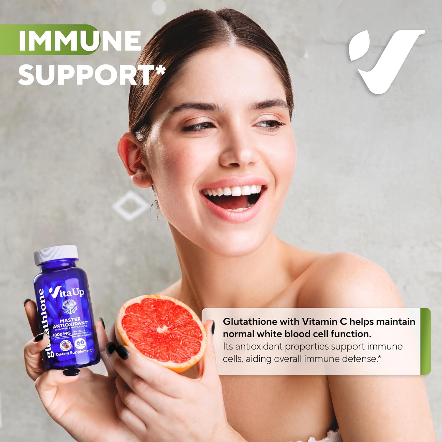 VitaUp Glutathione 1000mg with Milk Thistle 60 Capsules, 30-Day Supply Antioxidant Support VitaUpStore VitaUp Glutathione 1000mg with Milk Thistle 60 Capsules, 30-Day Supply Antioxidant Support VitaUpStore