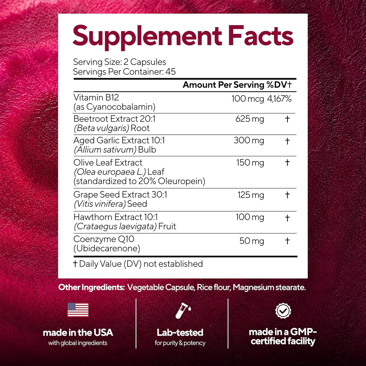 VitaUp Beetroot Supplement - Normal Blood Pressure Supplement & Heart Support - 7-in-1 USA Made Beet Root Capsules w/ CoQ10, Grape Seed, Vitamin B12 for Normal Circulation - 90 Vegan Beetroot Capsules
