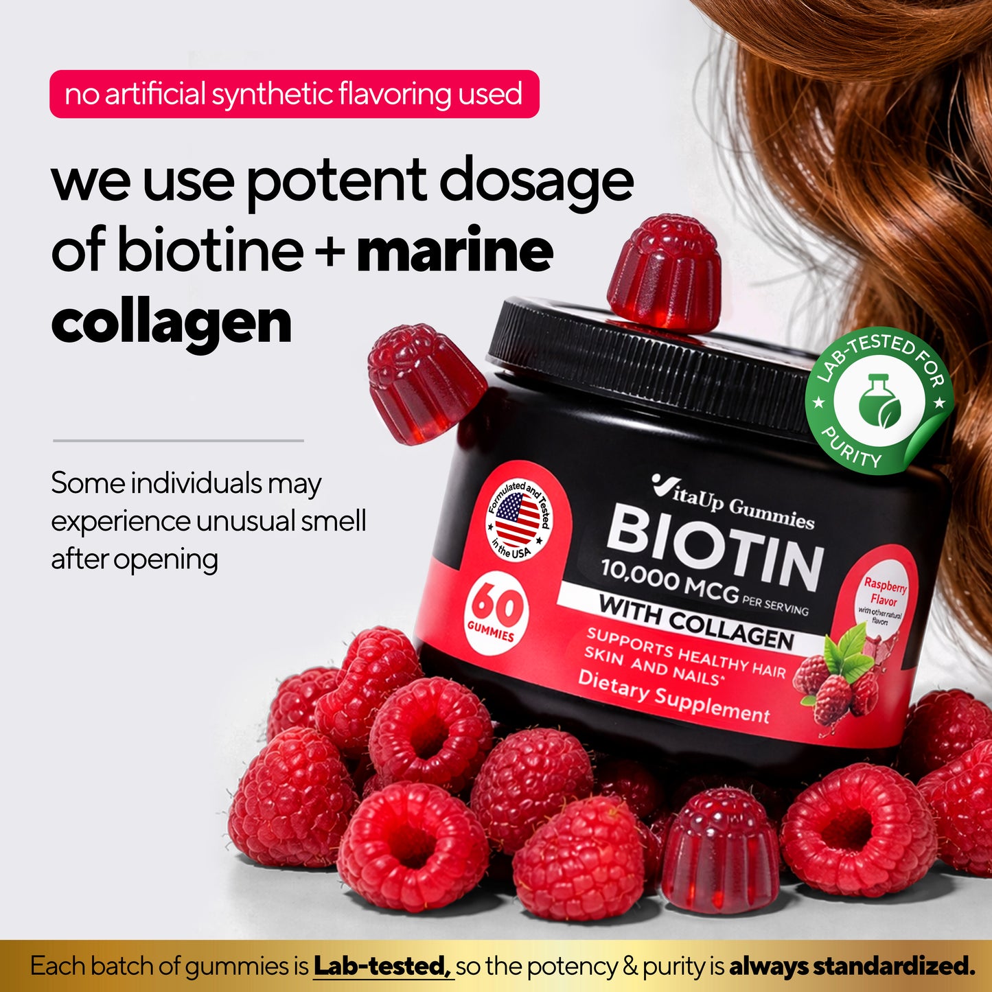 we use potent dosage of biotin+marine collagen