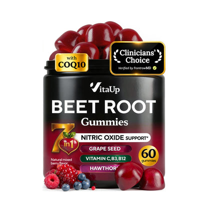 VitaUp Beet Gummies - 60 Gummies, 30-Day Supply - Berry Pomegranate Flavor