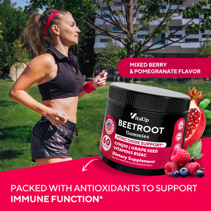 VitaUp Beet Gummies - 60 Gummies, 30-Day Supply - Berry Pomegranate Flavor