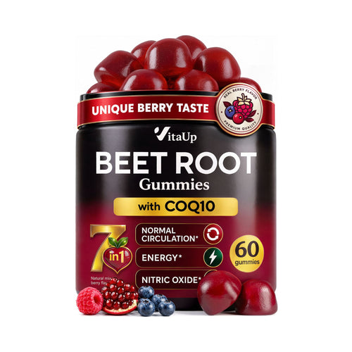 VitaUp Beet Root Gummies – Beetroot Gummies with CoQ10, Grape Seed, Vitamin C, B12 & B3 – Beets Gummies for Circulation Support – 60 Beets Chews (EAN: 8720892316110)