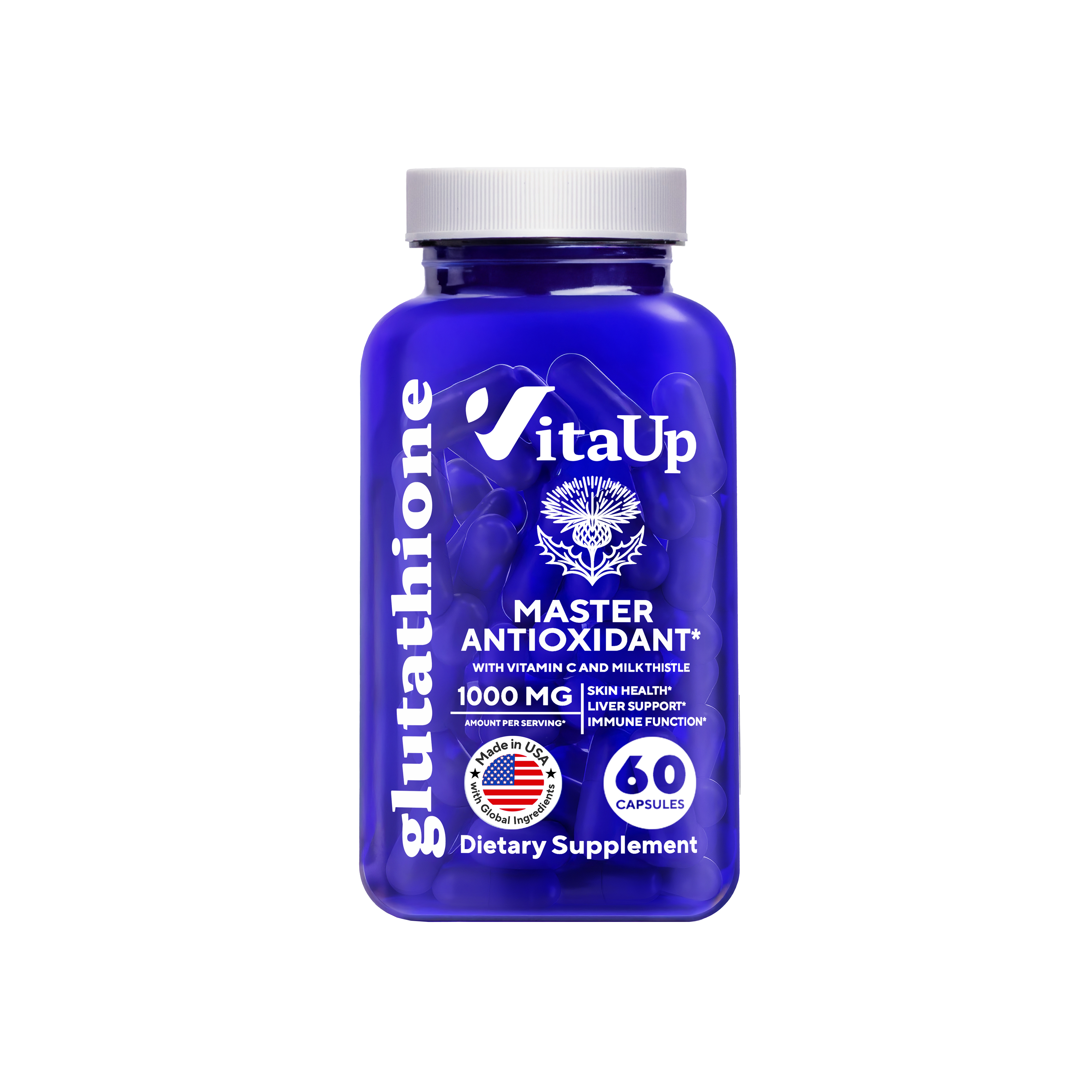 VitaUp Glutathione 1000mg with Milk Thistle 60 Capsules, 30-Day Supply Antioxidant Support VitaUpStore VitaUp Glutathione 1000mg with Milk Thistle 60 Capsules, 30-Day Supply Antioxidant Support VitaUpStore