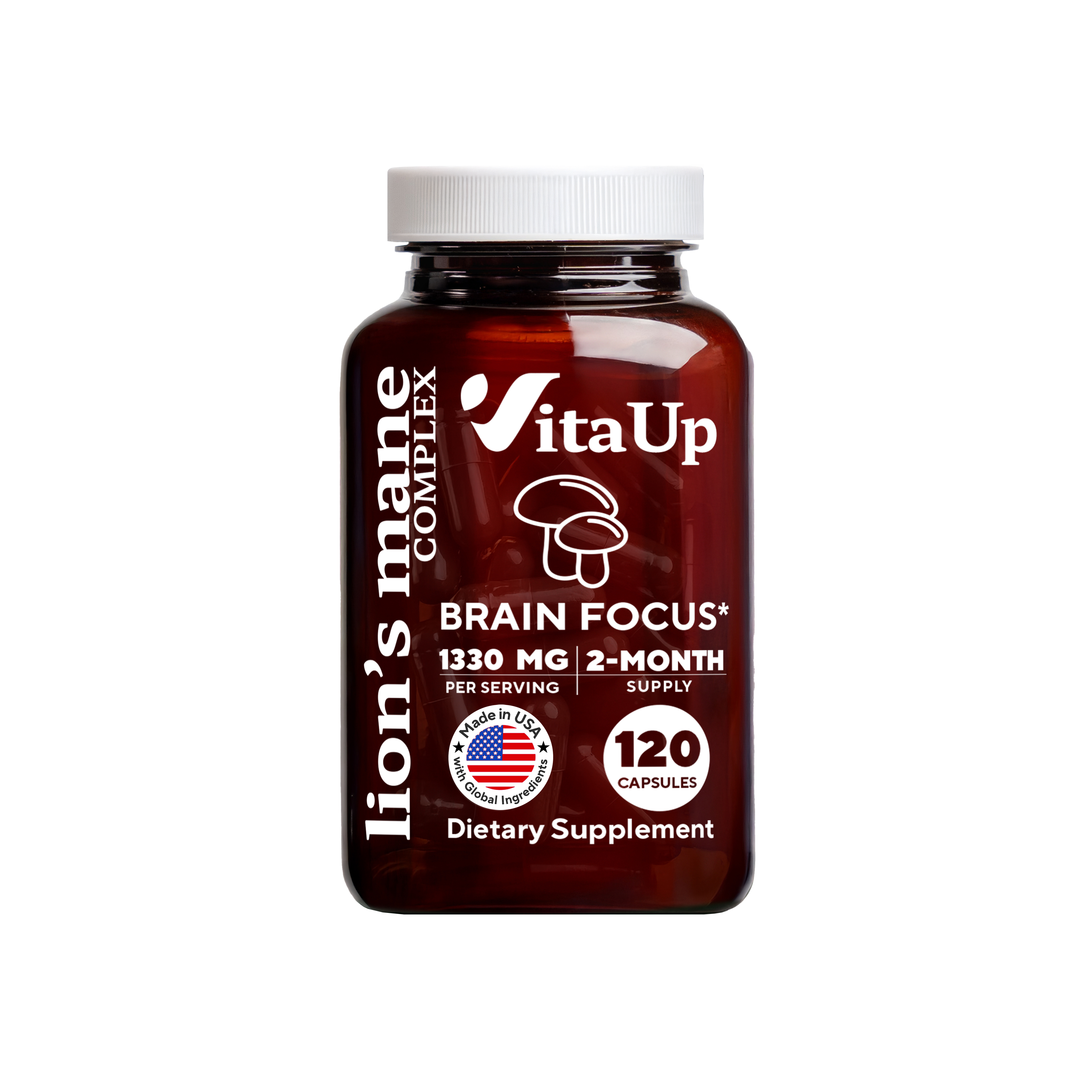 One bottle of VitaUp Lion’s Mane Gummies for brain and focus support