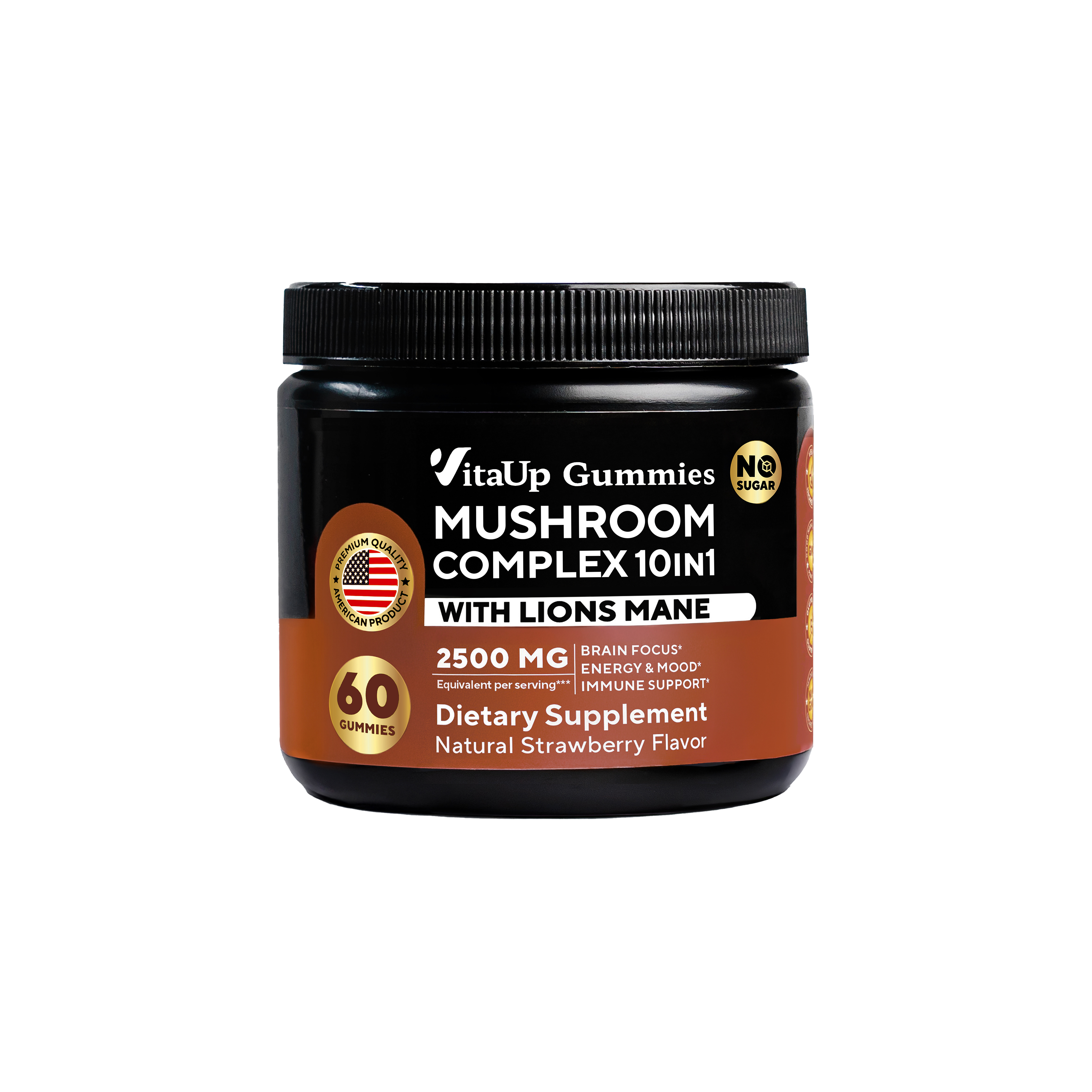 One bottle of VitaUp Mushroom Complex 10-in-1 for full-spectrum support