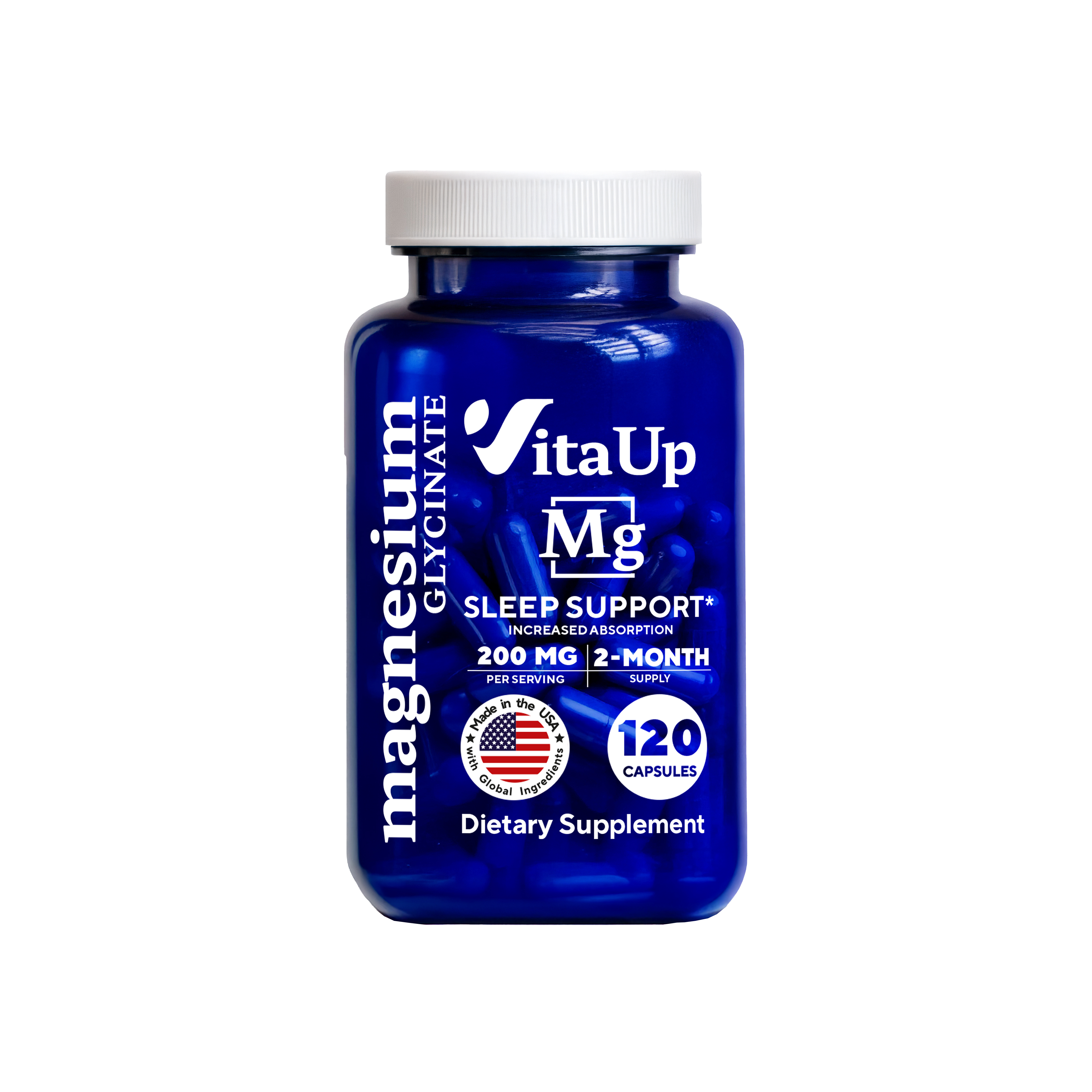 One bottle of VitaUp Magnesium Glycinate for sleep and relaxation
