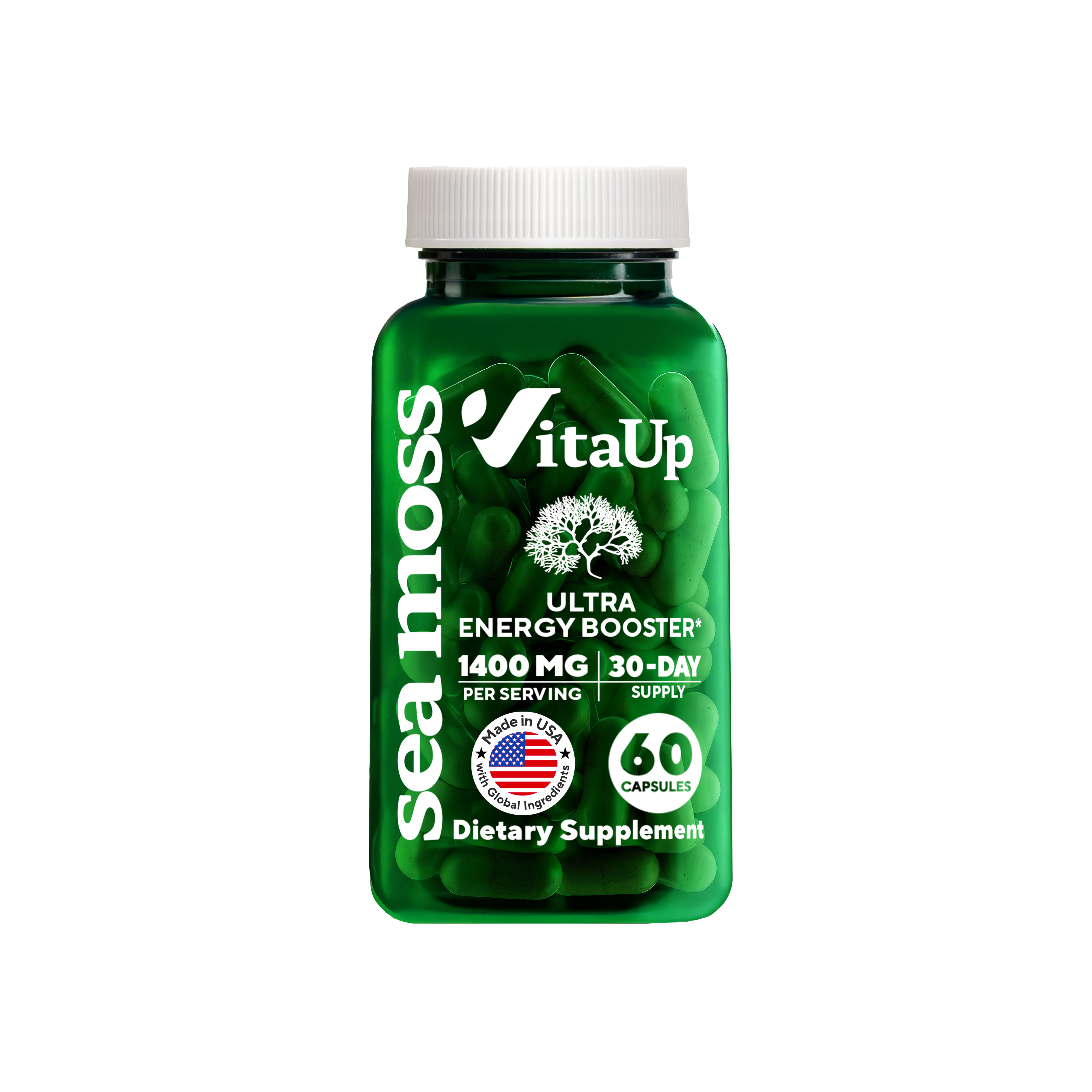 One bottle of VitaUp Sea Moss Capsules for immunity and digestion