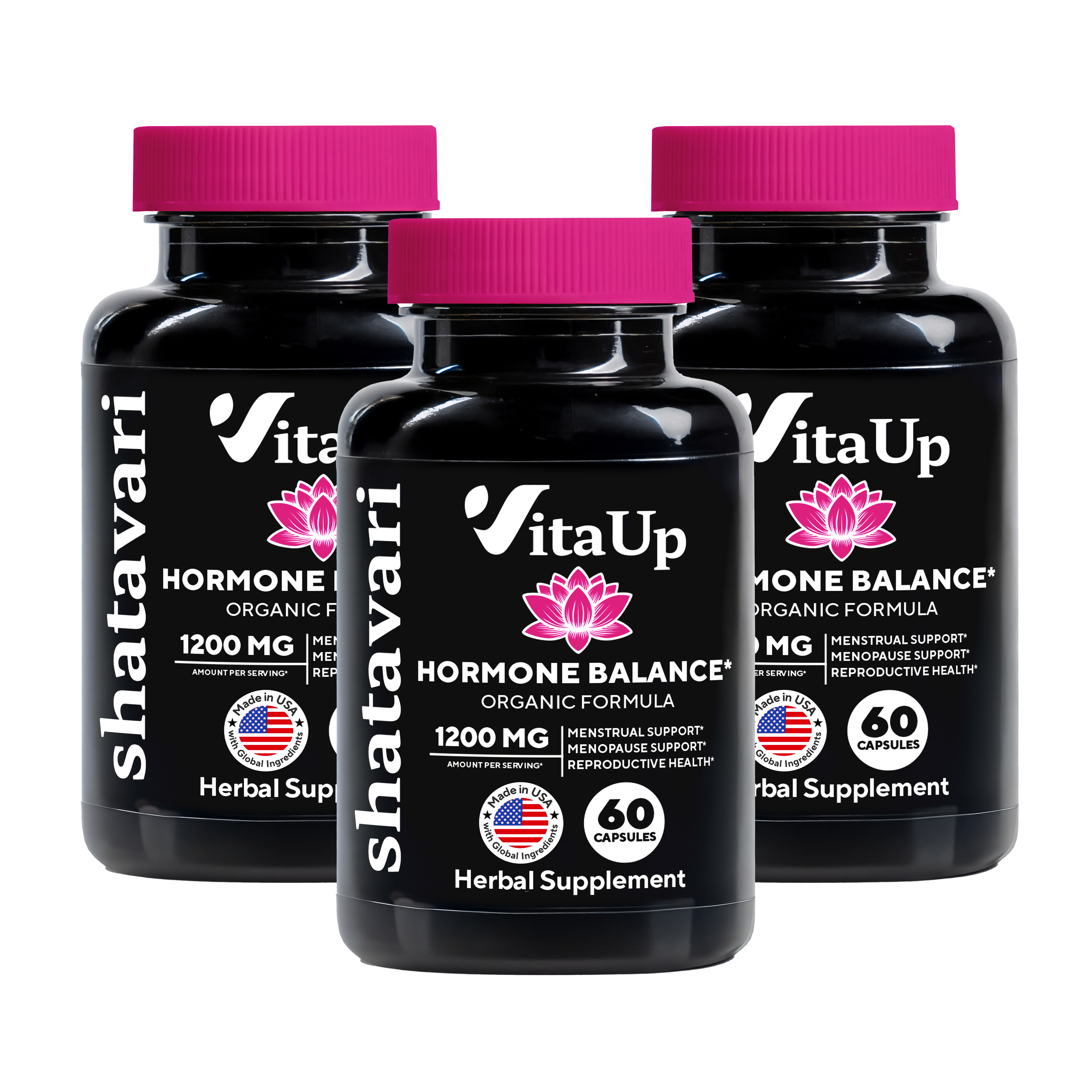 Triple bundle of VitaUp Shatavari capsules for long-term female wellness